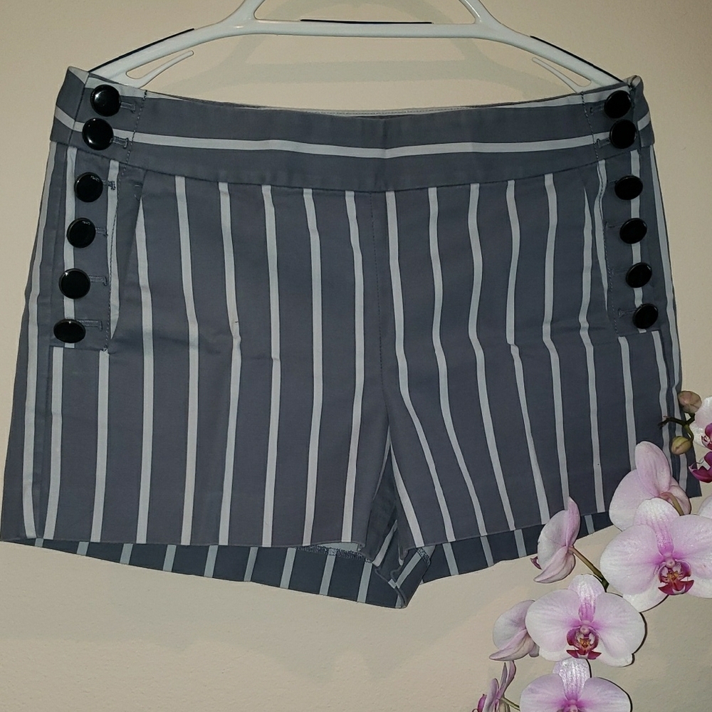 LOFT Gray and Black Bermuda Shorts Nautical-Inspired